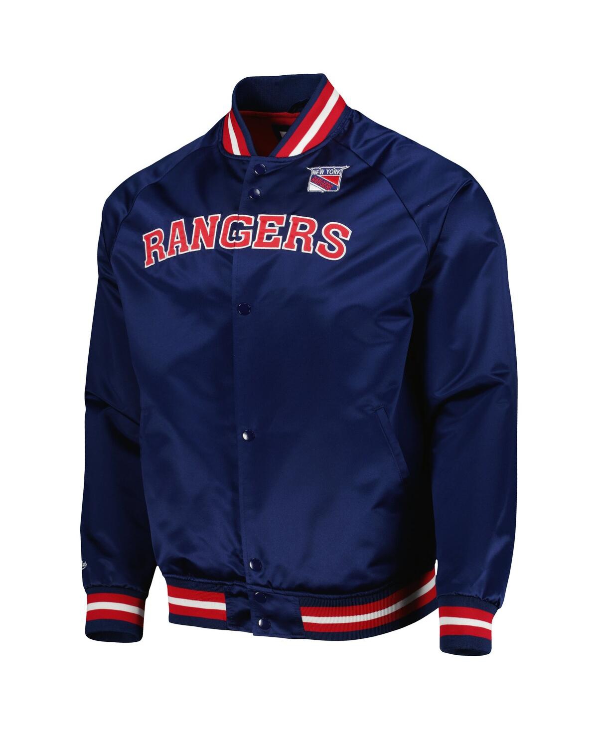 Mitchell & Ness Men's  Navy New York Rangers Satin Full-snap Varsity Jacket In Navy