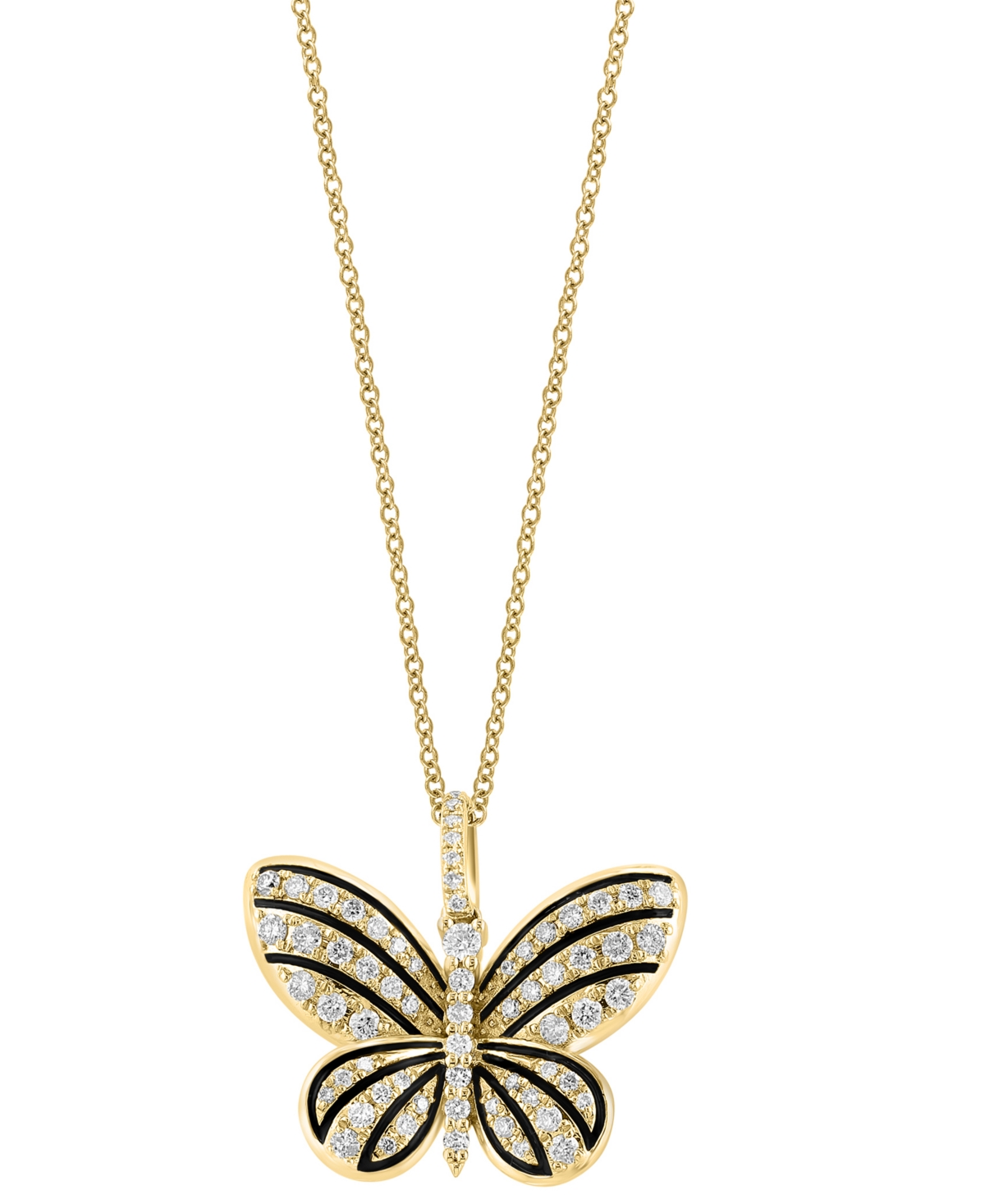Effy Collection Effy Diamond Butterfly 18" Pendant Necklace (3/4 Ct. T.w.) In 14k Gold