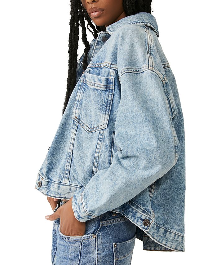 Free People Women's Opal Swing Cotton Denim Jacket Macy's