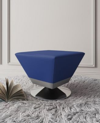 Diamond Leatherette Upholstered Swivel Ottoman
