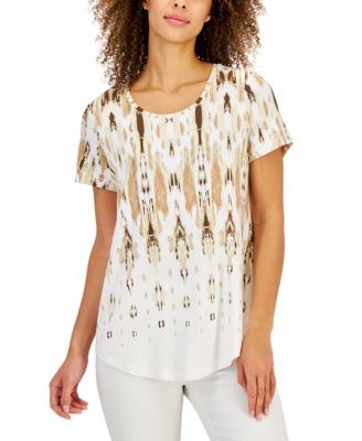 JM Collection - Petite Ikat Blen Top