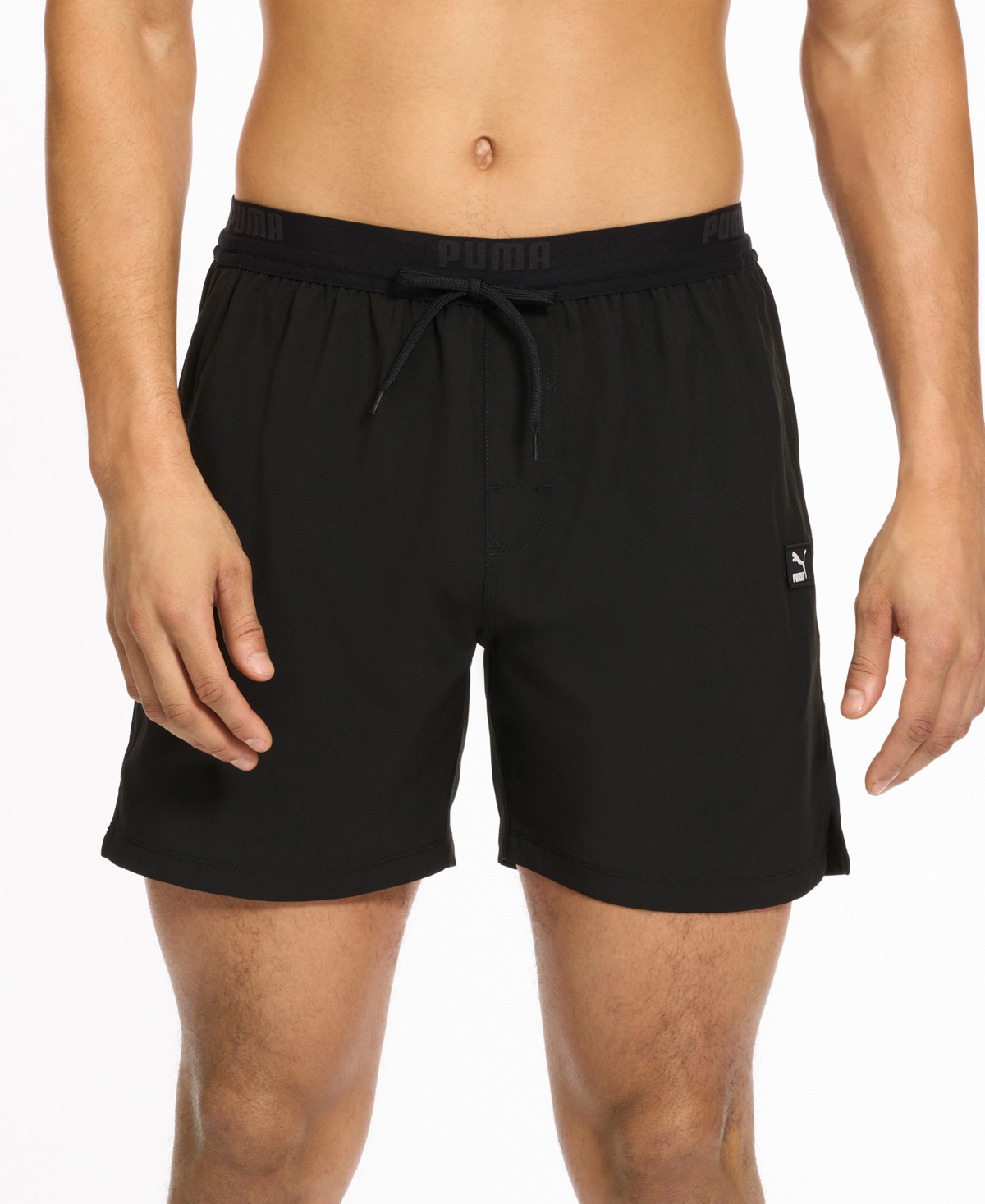 Shop Puma Men's 5-1/2" Swim Tech Trunks In Black