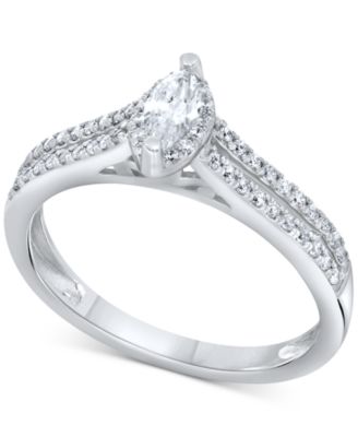 Macy's - Diamond Marquise Double Row Halo Engagement Ring (1/2 ct. t.w.) in 14k Gold