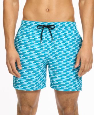 Puma - Men's 5" Geometric-Print Swim Shorts