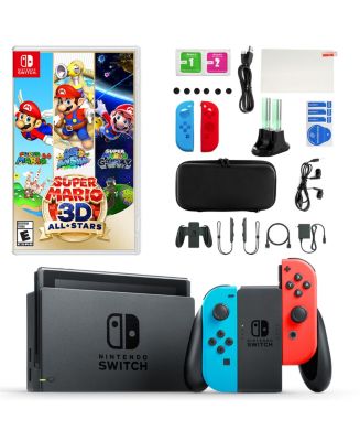 Nintendo Switch in Neon with Super Mario 3D All Stars