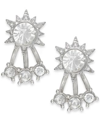 ABS by Allen Schwartz - Silver-Tone Crystal Front-Back Stud Earrings
