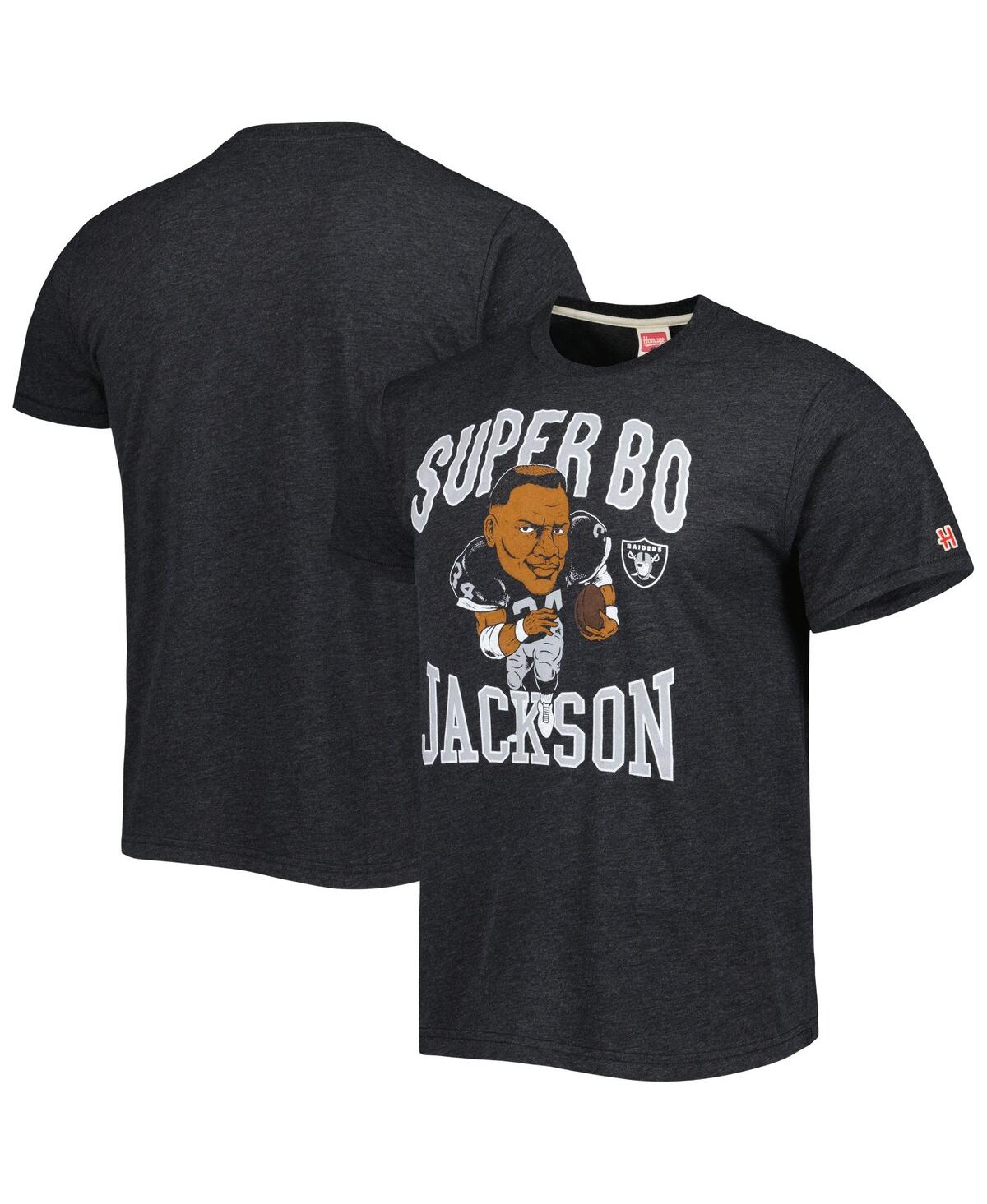 Homage Men's  Bo Jackson Heathered Black Los Angeles Raiders Gridiron Classics Caricature Retired Pla