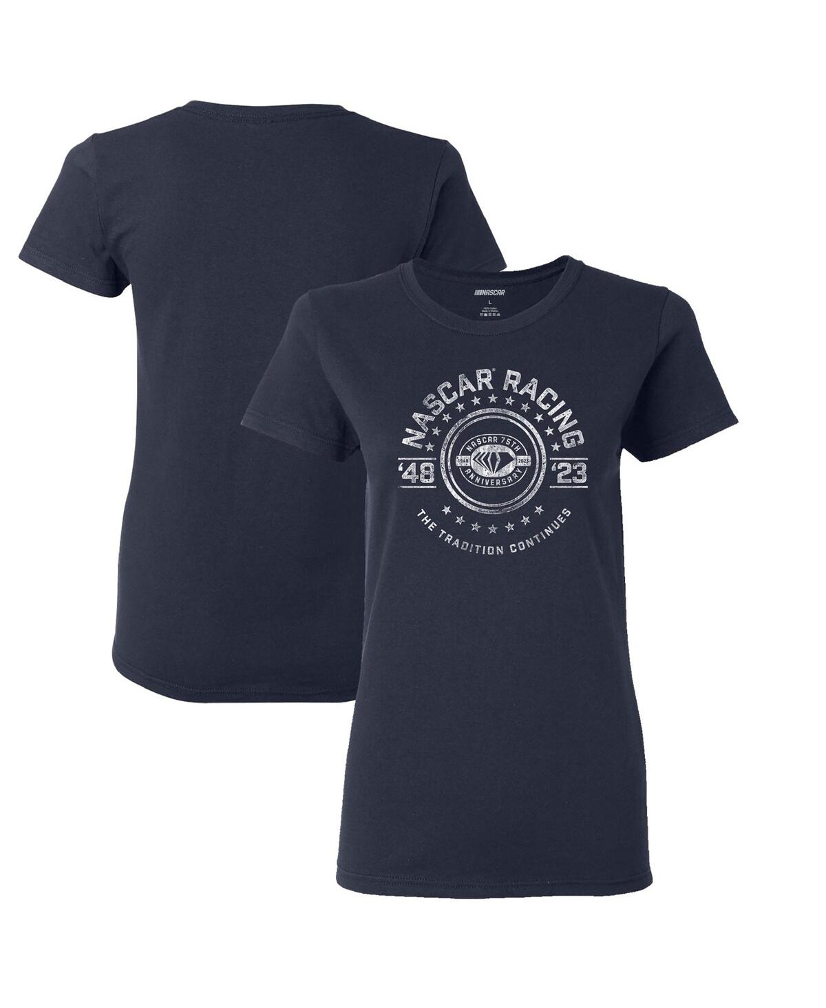 Checkered Flag Sports Women's  Heather Navy Nascar 75th Anniversary Tradition T-shirt