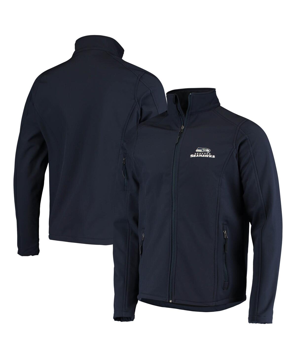 DUNBROOKE MEN'S DUNBROOKE NAVY SEATTLE SEAHAWKS SONOMA SOFTSHELL FULL-ZIP JACKET 