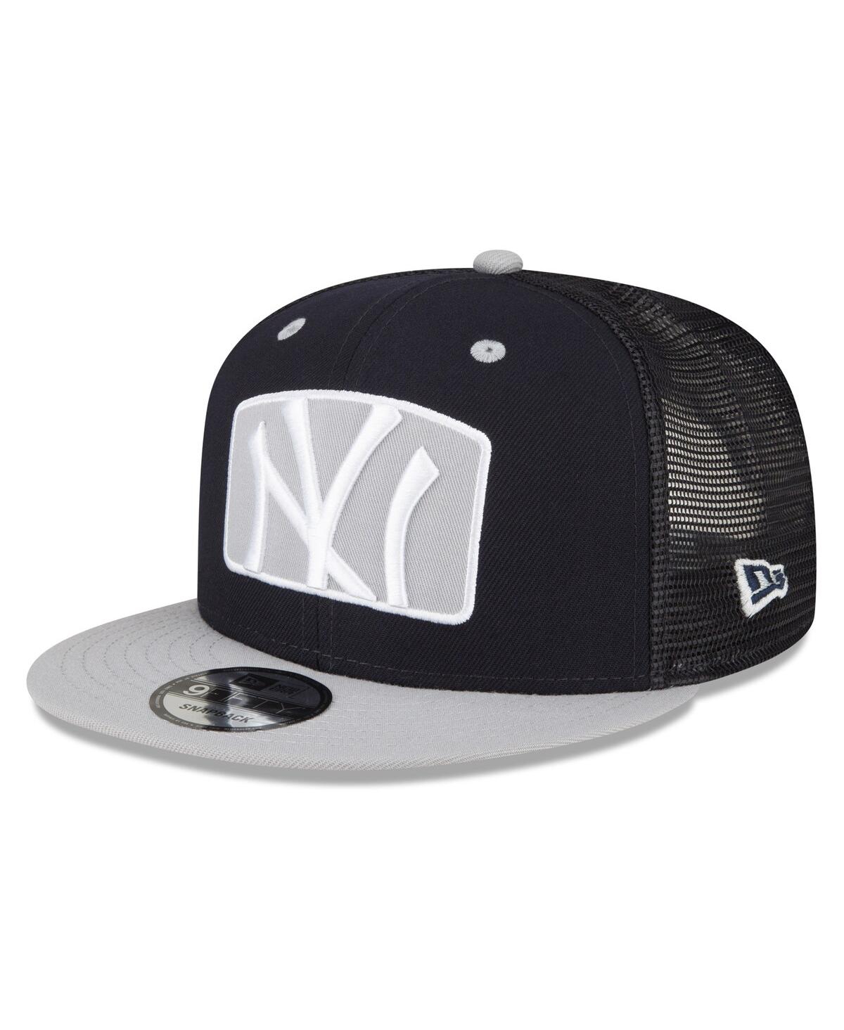 New Era Navy New York Yankees Logo Zoom Trucker 9fifty Snapback Hat In Navy