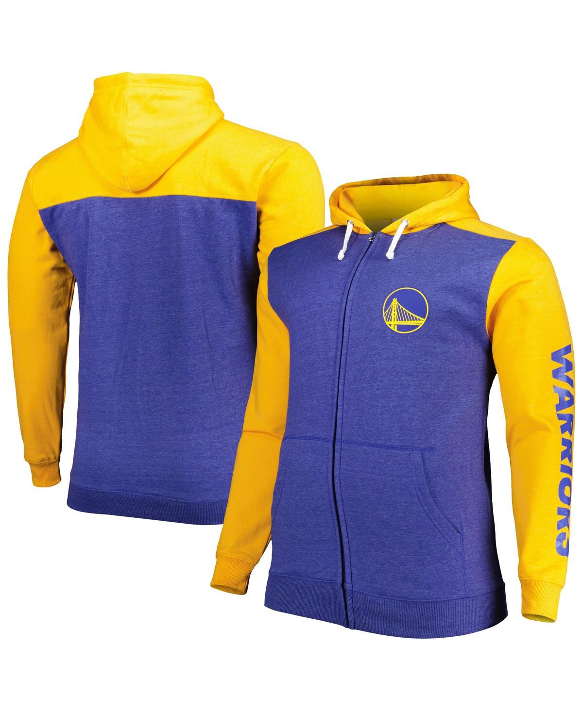 Fanatics Men's  Royal, Gold Golden State Warriors Big And Tall Down And Distance Full-zip Hoodie In Royal,gold