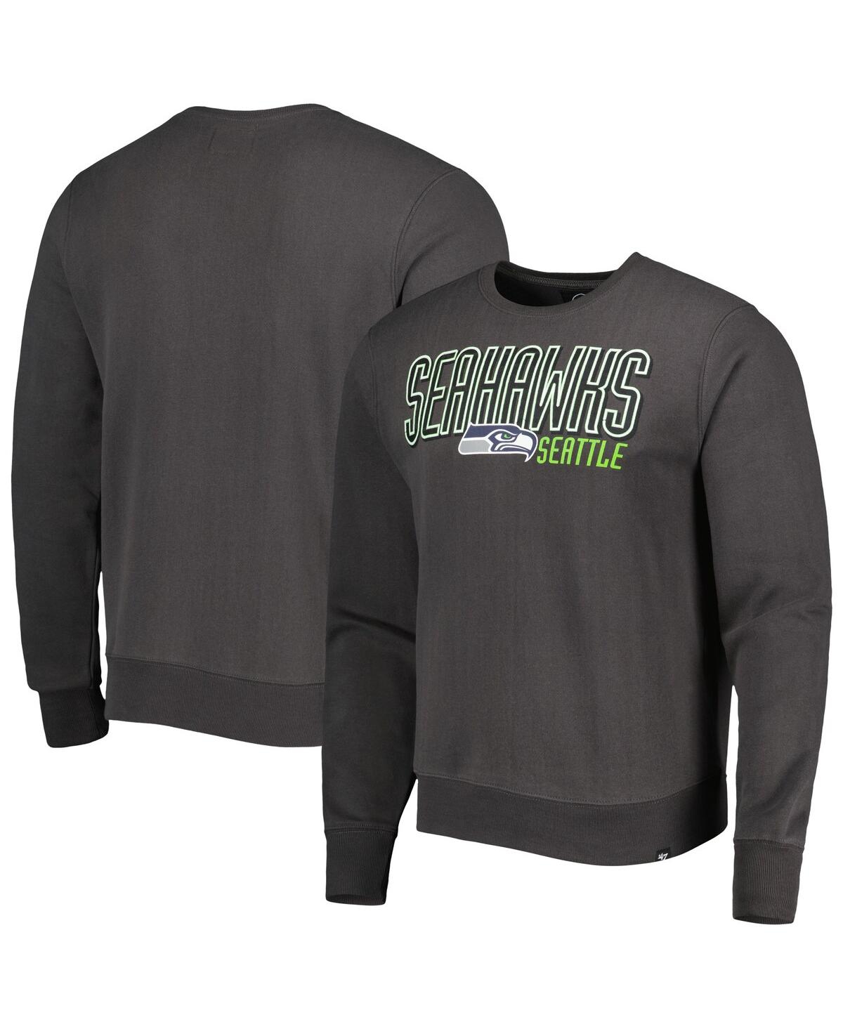 Men's '47 BrandSeattle Seahawks Locked In Headline Pullover Sweatshirt - Charcoal