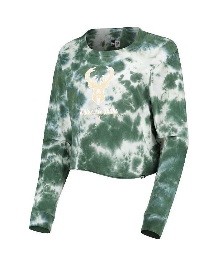New Era Women's Hunter Green Milwaukee Bucks Tie Dye Cropped Long