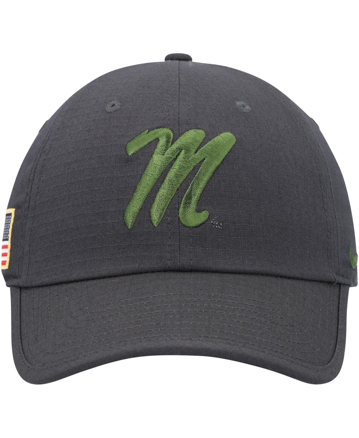 Men's NikeOle Miss Rebels Veterans Day Tactical Heritage86 Performance Adjustable Hat - Charcoal