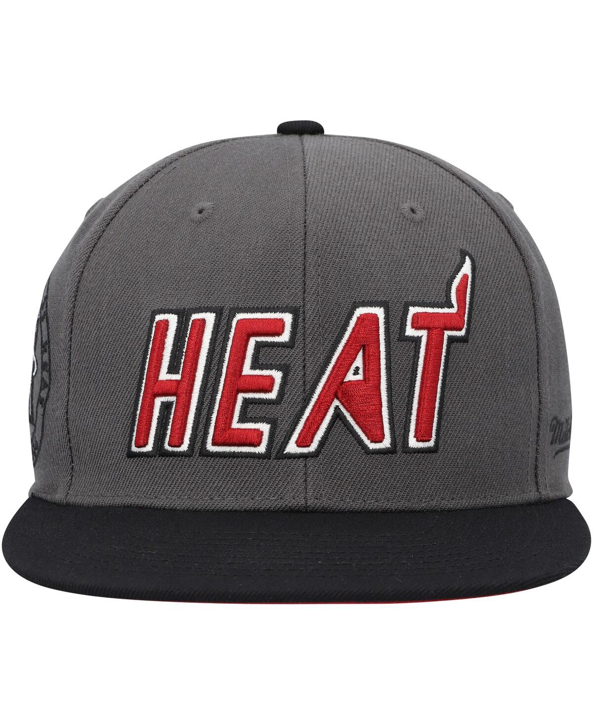 Shop Mitchell & Ness Men's  Gray, Black Miami Heat Hardwood Classics 20th Anniversary Born And Bred Fitted In Gray,black