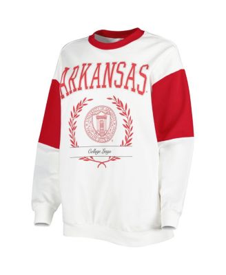 Women's White Arkansas Razorbacks It's A Vibe Dolman Pullover Sweatshirt