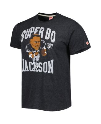 Men's Bo Jackson Heathered Black Los Angeles Raiders Gridiron Classics Caricature Retired Player Tri-Blend T-shirt
