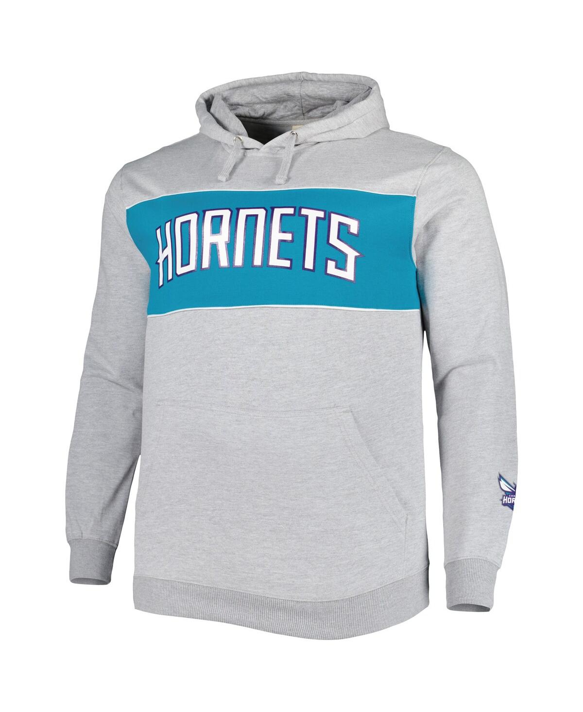 Fanatics Men's  Heather Gray Charlotte Hornets Big And Tall Wordmark Pullover Hoodie In Heather Gray