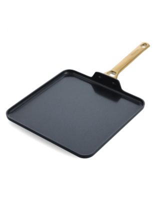 Reserve Ceramic Nonstick 11 Grill Pan with Lid, Black with Gold-Tone