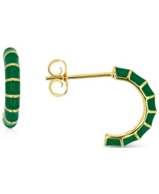 Enamel Hoop Earrings in Sterling Silver or 14k Gold over Sterling Silver, 1/2"
