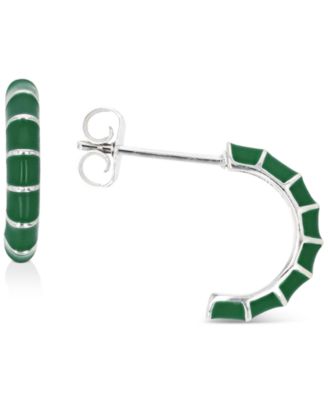 Enamel Hoop Earrings in Sterling Silver or 14k Gold over Sterling Silver, 1/2"