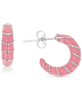 Enamel Hoop Earrings in Sterling Silver or 14k Gold over Sterling Silver, .63"