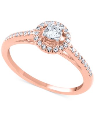 Diamond Halo Engagement Ring  (1/4 ct. t.w.) in 14k White, Yellow or Rose Gold