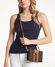 marilyn medium bicolor signature logo semi lux satchel bag