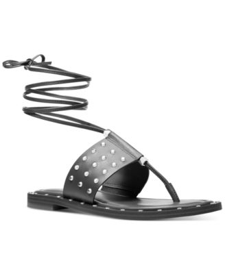 Michael Kors - Women's Jagger Ankle-Tie Studded Flat Sandals