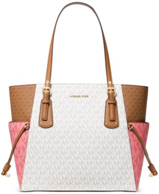 MICHAEL Michael Kors Voyager East/West Tote (Pale Grey/Optic White