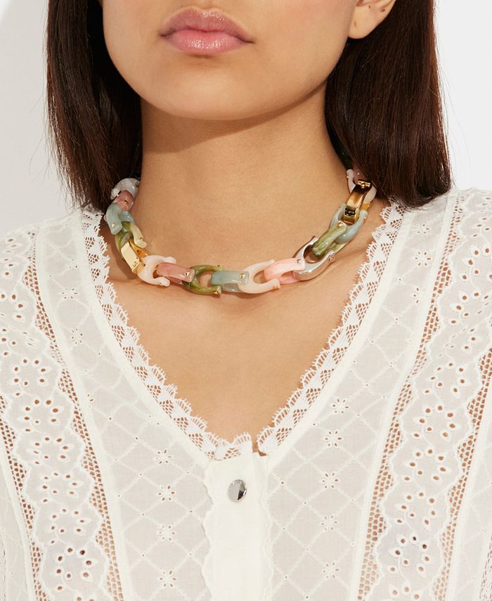 COACH TwoTone Signature Resin Collar Necklace Macy's