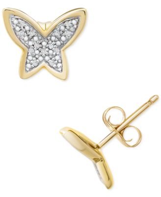 Wrapped - Diamond Butterfly Stud Earrings (1/20 ct. t.w.) in 14k Gold