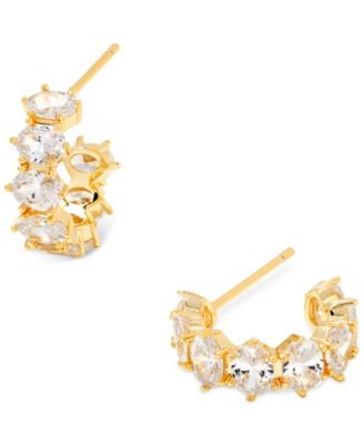 Small Cubic Zirconia Huggie Hoop Earrings, 0.53"