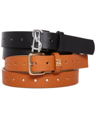 Steve Madden - Women's 2-For-1 Faux-Leather Logo Belts