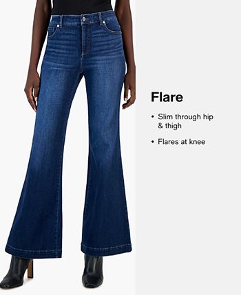 Juniors' Glossy High Rise Faux-Leather Flare Jeans