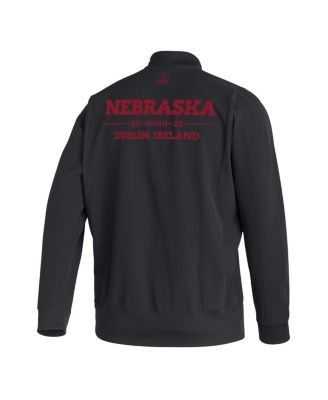 Men's Black Nebraska Huskers Ireland Sideline Woven Full-Zip Bomber Jacket