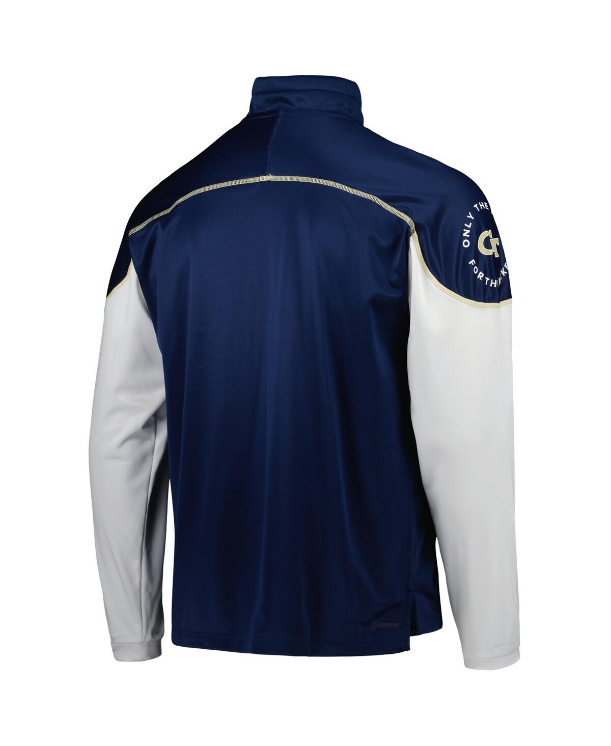 Men's adidasGa Tech Yellow Jackets Aeroready Knit Quarter-Snap Jacket - Navy