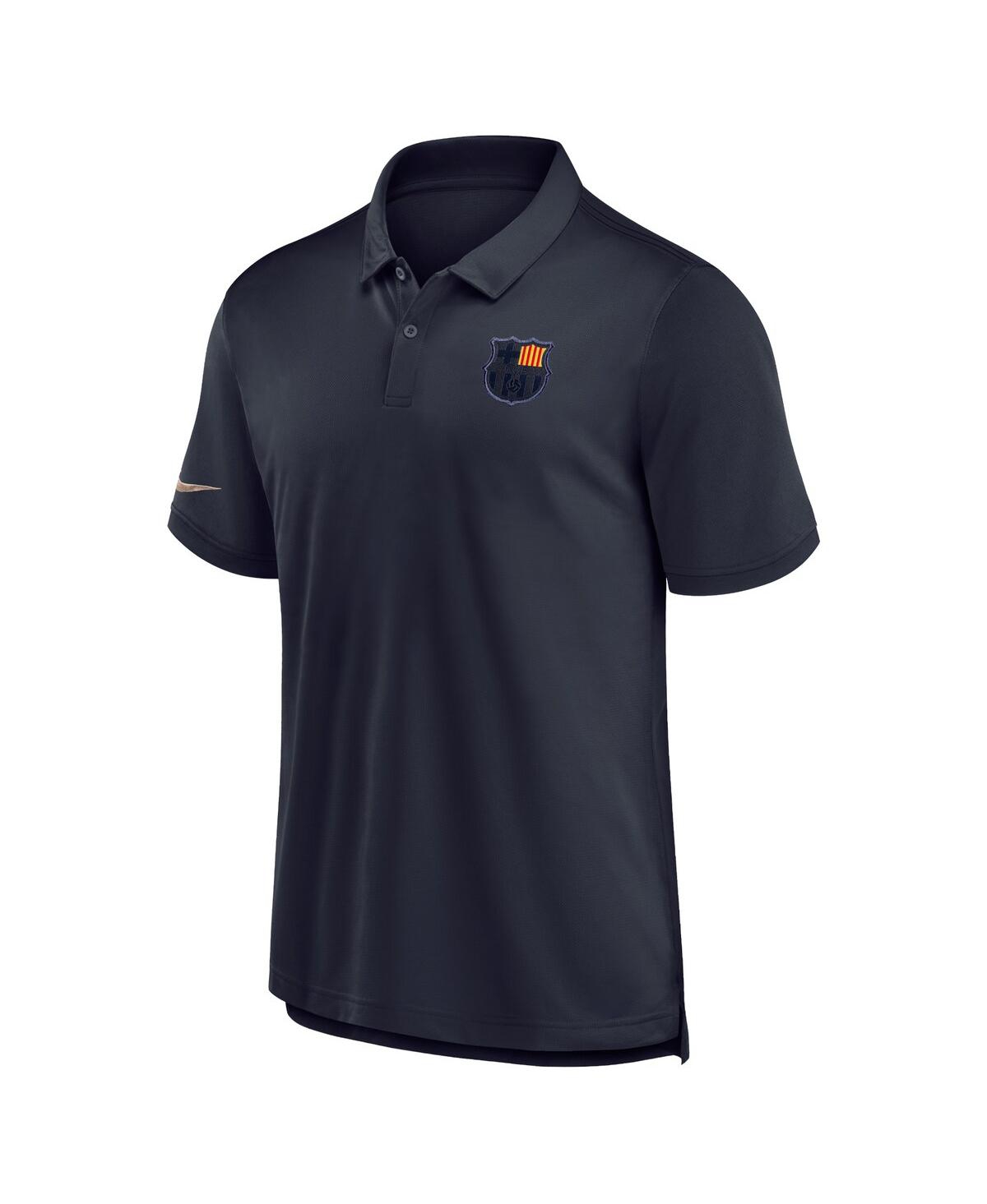 Shop Nike Men's  Navy Barcelona Team Pique Polo Shirt