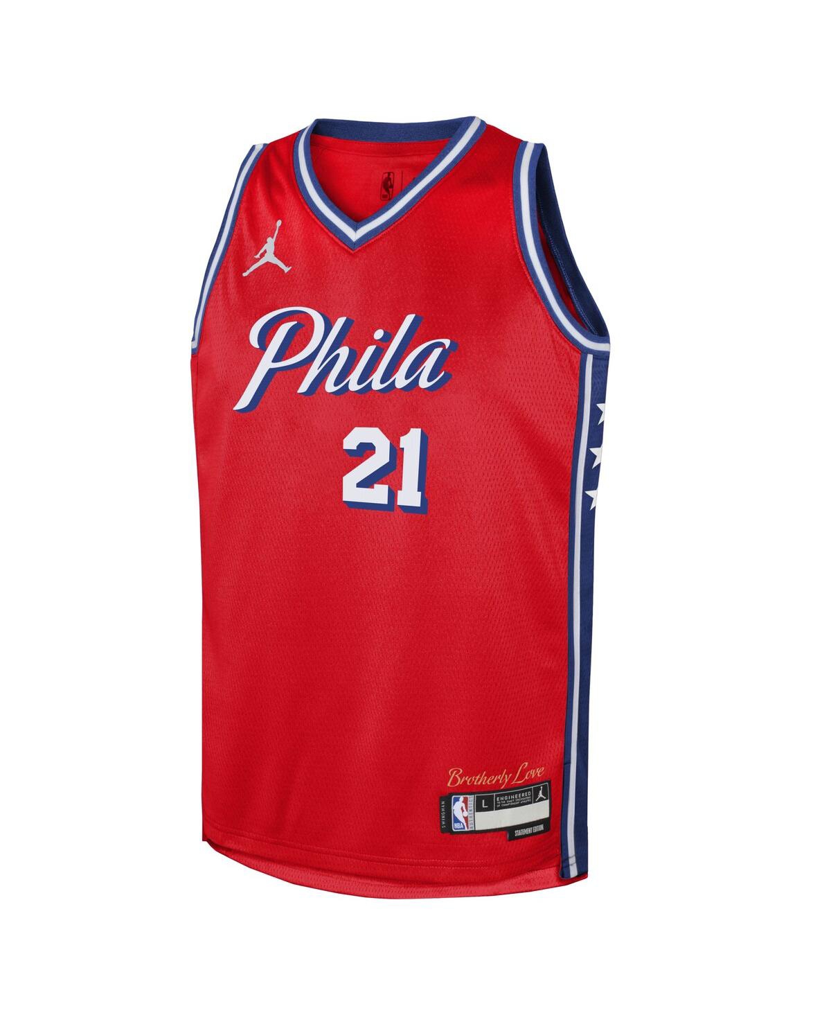 Big Boys Jordan Joel EmbiidPhiladelphia 76ers 2022/23 Swingman Jersey - Statement Edition - Red