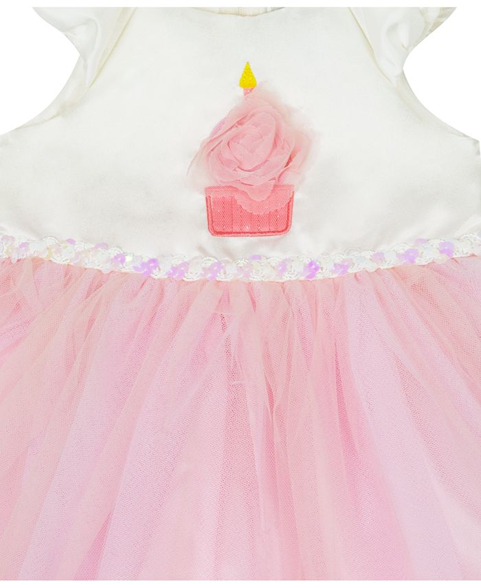 Rare Editions Baby Girls Satin Birthday Cupcake Applique Dress Macy's