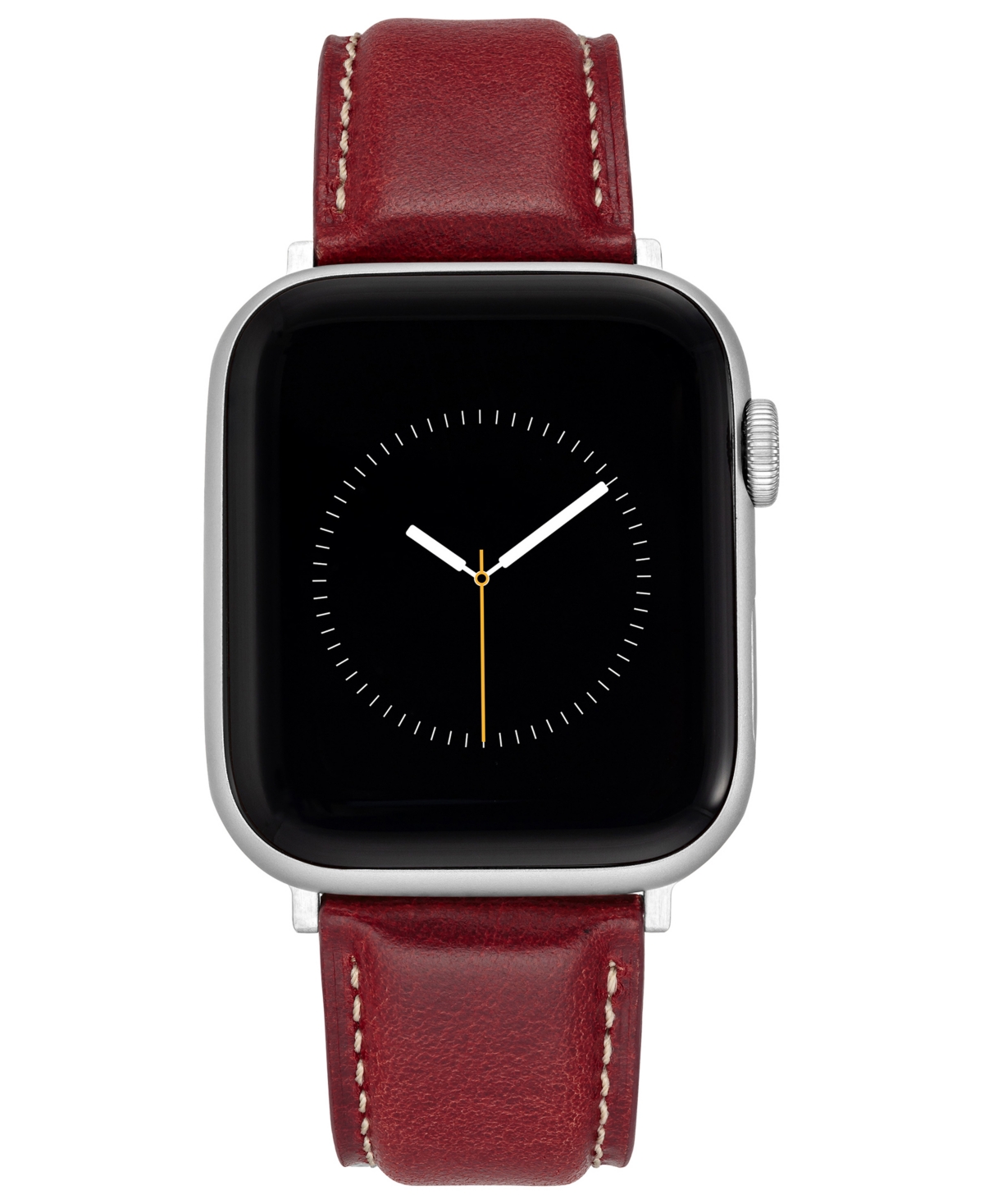 Withit Burgundy Smooth Leather Strap With Contrast Stitching And Silver-tone Stainless Steel Lugs Fo