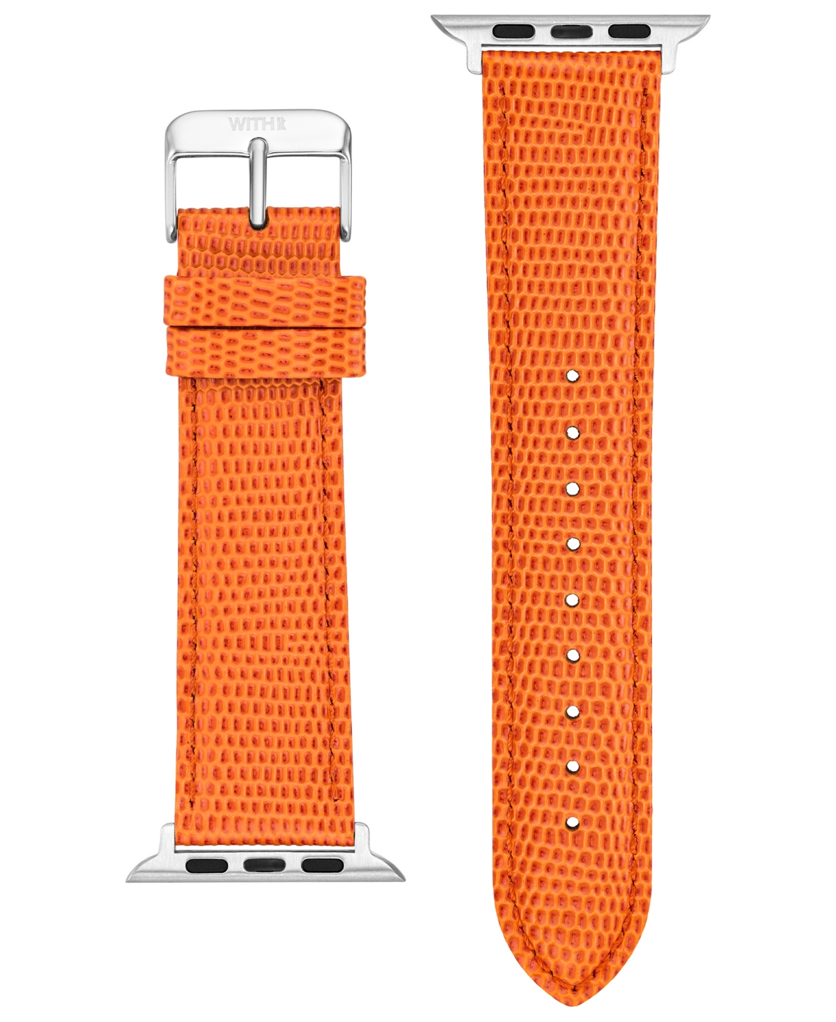 WITHitGenuine Lizard Grain Leather Band designed for Apple Watch 42mm (Series 10) & 38/40/41mm - Orange