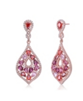 Genevive Sterling Silver Multi Colored Cubic Zirconia Accent Dangle Earrings - Red