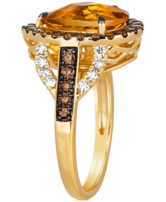 Cinnamon Citrine (2-7/8 ct. t.w.) & Diamond (7/8 ct. t.w.) Pear Halo Statement Ring in 14k Gold