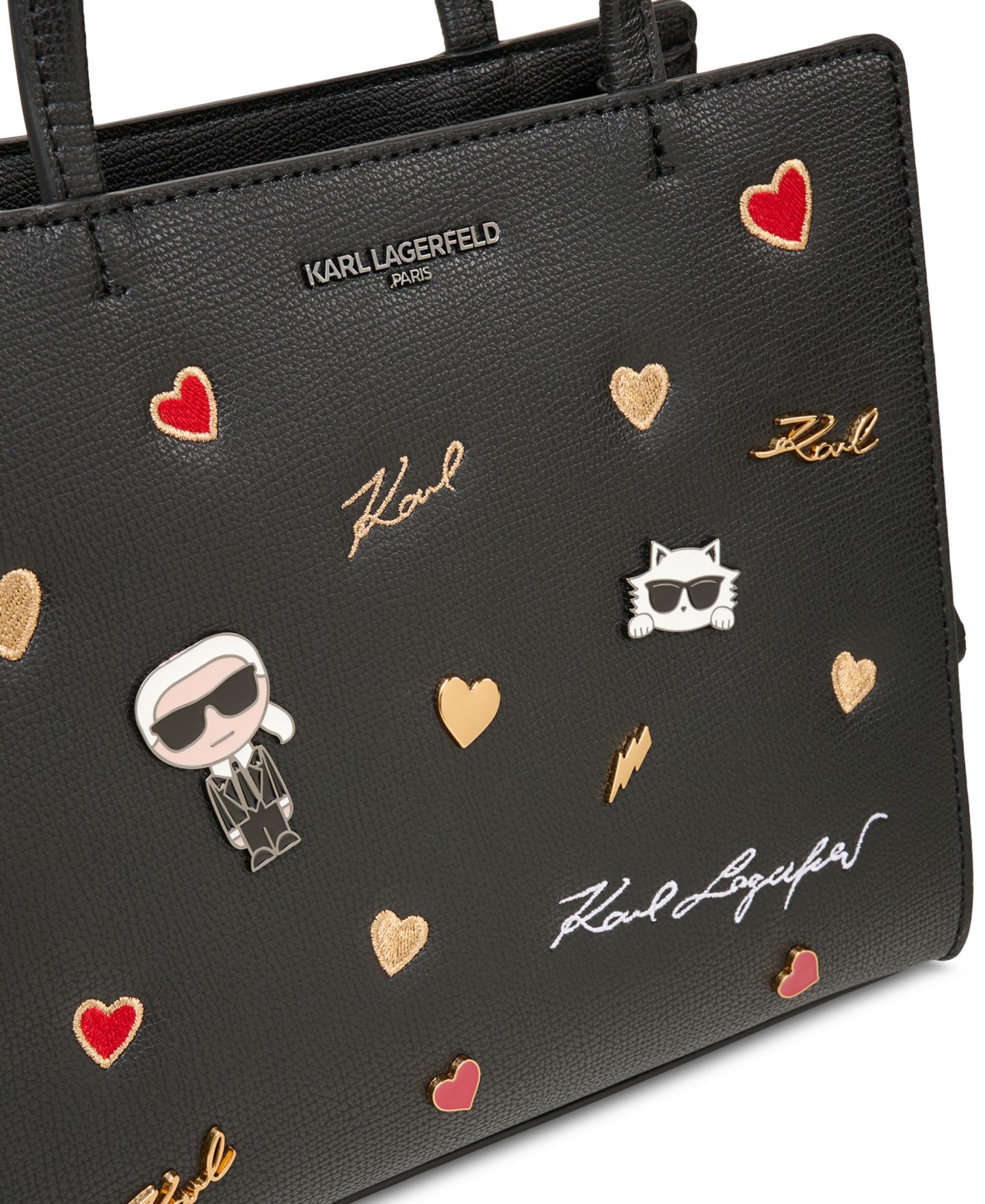 Женская сумка KARL LAGERFELD PARIS Maybelle Satchel with Cate Pins, цвет: Разноцветный / Чёрный — фото 2