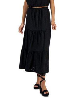 Fever - Women's Eyelet Knit Pull-On Tiered Skirt