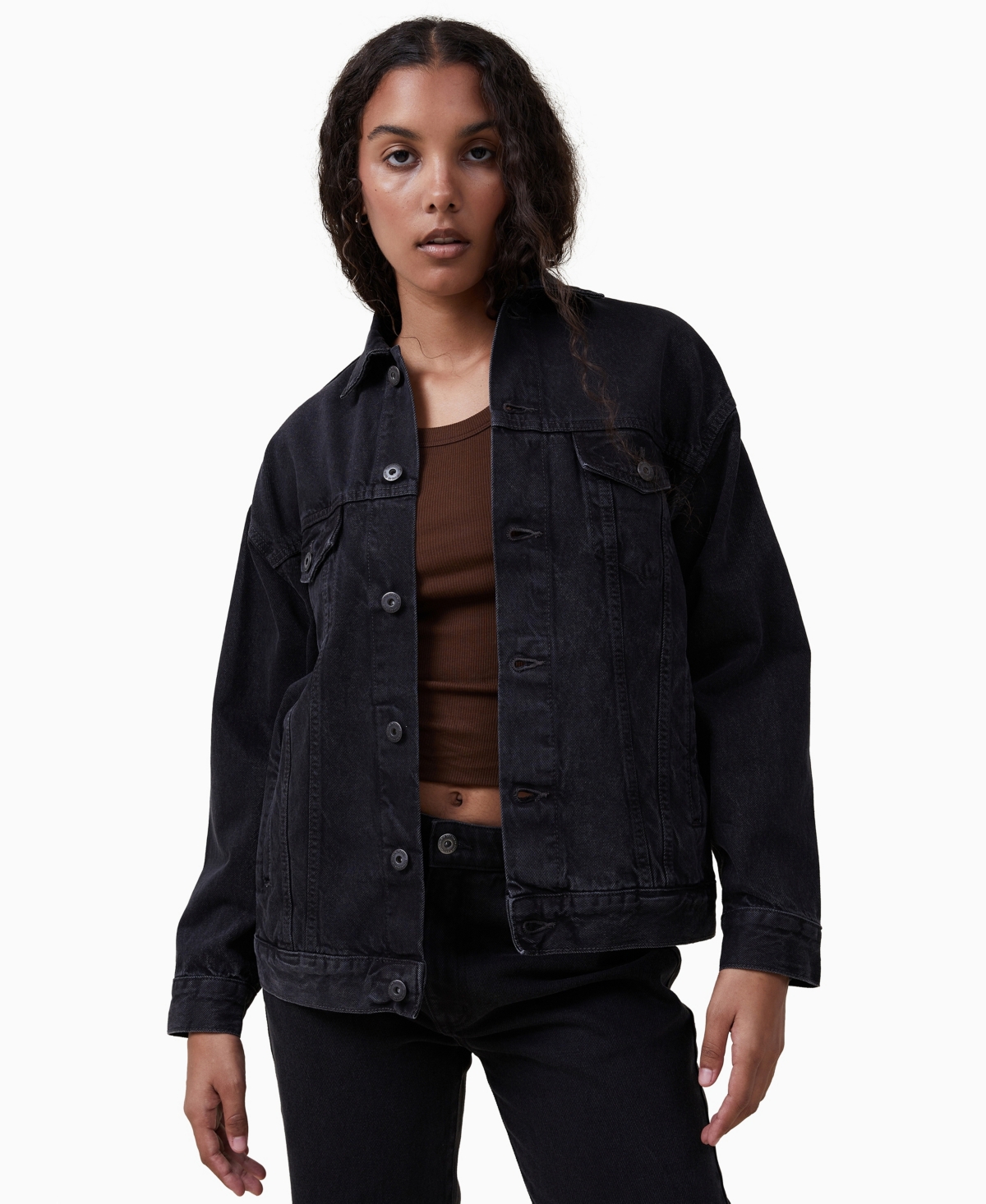 Cotton On Women's The Oversized Denim Jacket In Graphite Black