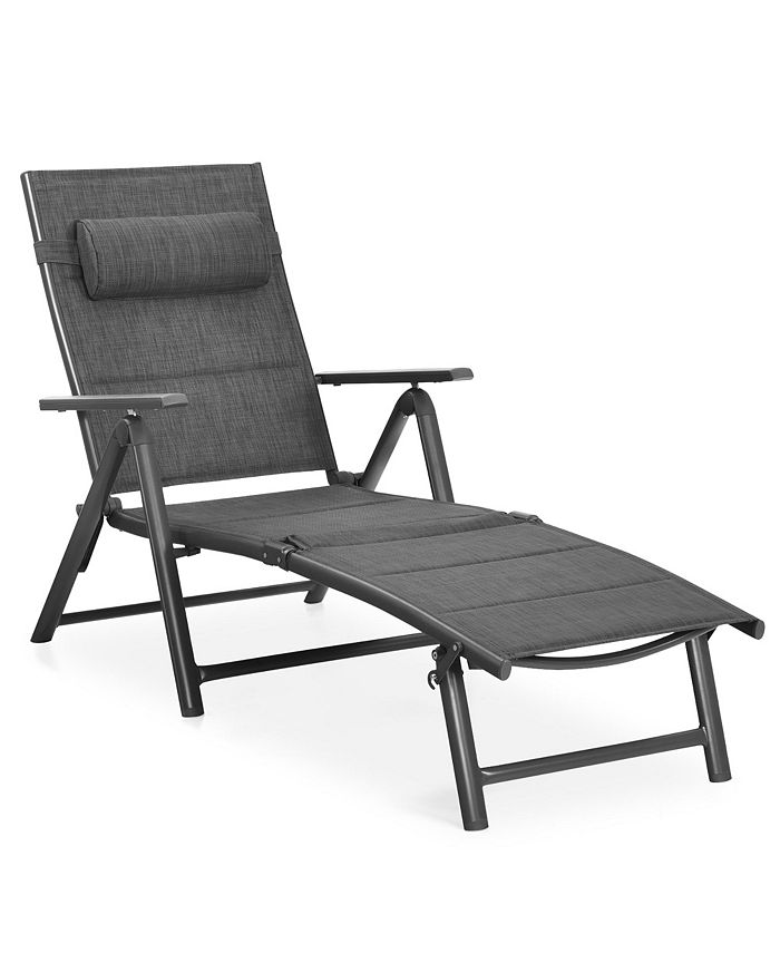 Costway Patio Reclining Chaise Lounge Padded Aluminum Folding Adjust