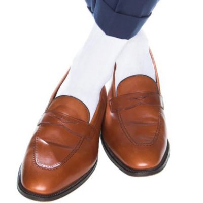 Men's Jasper Mercerized Cotton Ribbed Mid-Calf Solid Color Socks