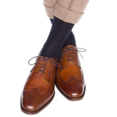 Men's Jasper Mercerized Cotton Ribbed Mid-Calf Solid Color Socks
